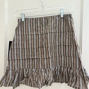 Tuckernuck Brown and White Striped Ruffle Mini Skirt